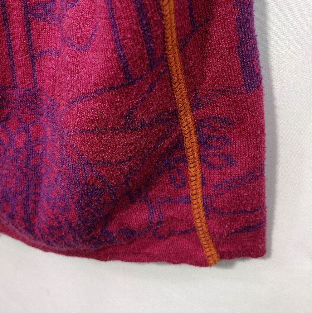 Title Nine Wool Blend Floral Zip Front Hoodie Womens L Purple Outdoor Sporty - Picture 5 of 9